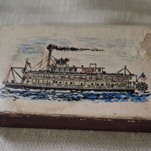 Vintage Steamboat Art Piece Match box